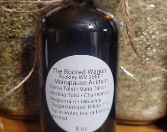 Menopausia Acetum / Infusión de vinagre de hierbas / Tulsi, manzanilla e hibisco / Preparación popular tradicional / 8 oz