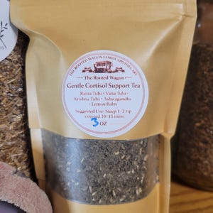 Té suave para el cortisol / Mezcla de hierbas de tulsi y ashwagandha / Té para equilibrar el estrés y calmar imagen 5