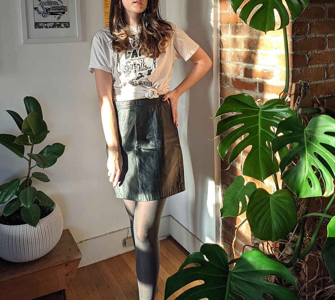 90s Slinky Black Belted Mini Skirt main image 1