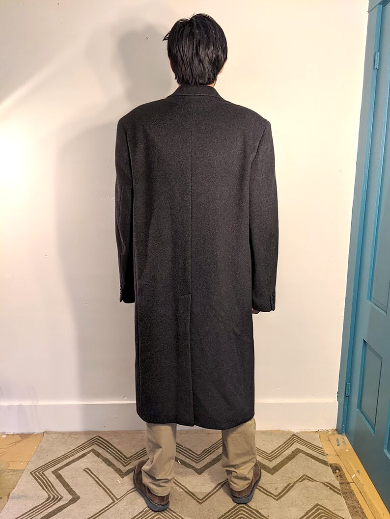 Really Soft Mens Long Professional Business Coat \u2022 Formal Fall Winter Fleece Jacket \u2022 XL L Tall Dark Grey Duster Double Breasted