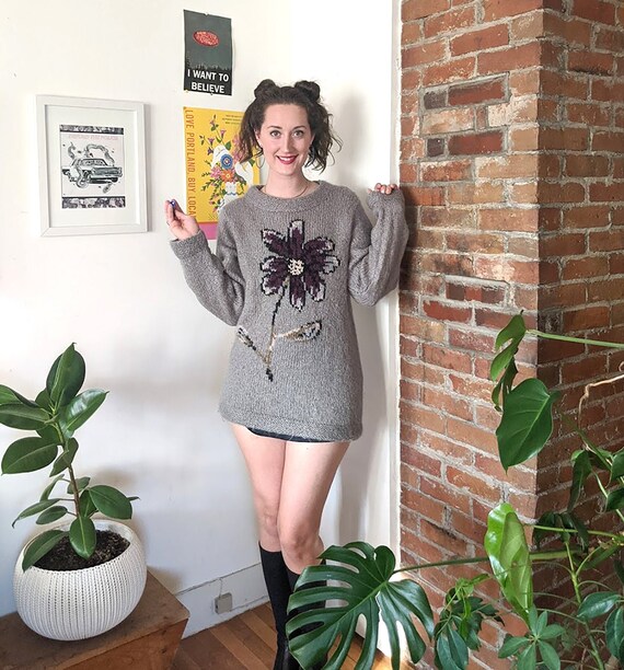 80s 90s Vintage Cozy Mohair Wool Sweater Garnet Hill Long Boat 