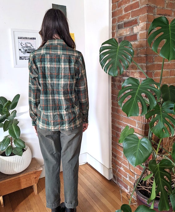 70s Green Plaid Wool Shirt • Topaz Hipster Button… - image 2