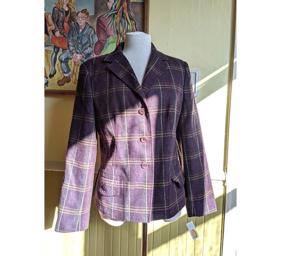 Plaid Wool Fitted Womens Blazer • NWT Womens 12 M… - image 1