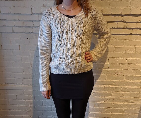 Vintage 1970s Knit Sweater Top • Cute Cuddly Hand