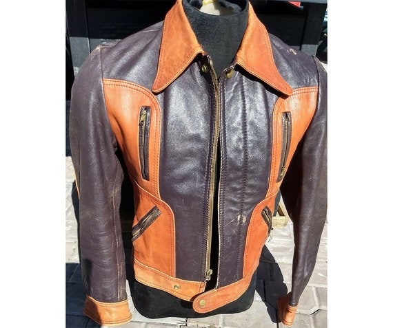 EPIC Vintage 70s Two Tone Color Block Brown Orange