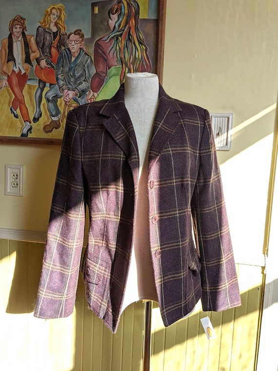 Plaid Wool Fitted Womens Blazer • NWT Womens 12 M… - image 2