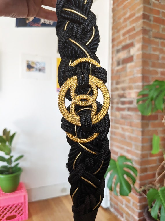 Vintage 90s Braided XL Belt Brass Medallion Stretch Boho Statement ? Stunning! Vintage 1990 main image 4