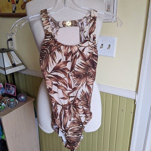 NWT Vintage Venus One Piece Swimsuit USA • Brown Gold Metallic • Low Back Cheeky • NOS New Old Stock Bathing Suit • Swim Bodysuit • Size S