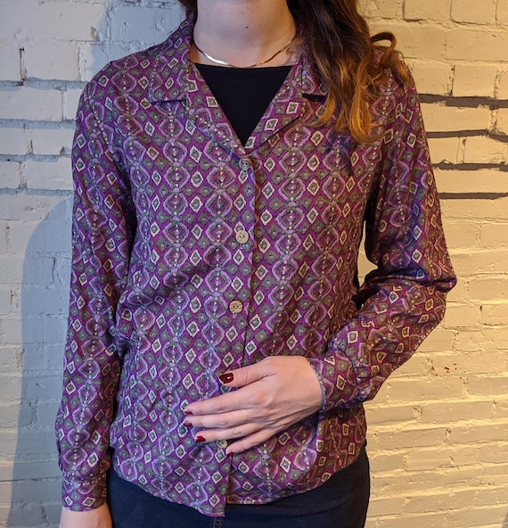 purple 70s shirt