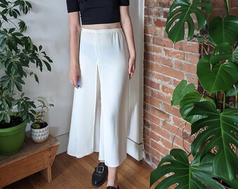 Wide Leg Ivory Pants • off White Cream Flowy Chiffon Pants
