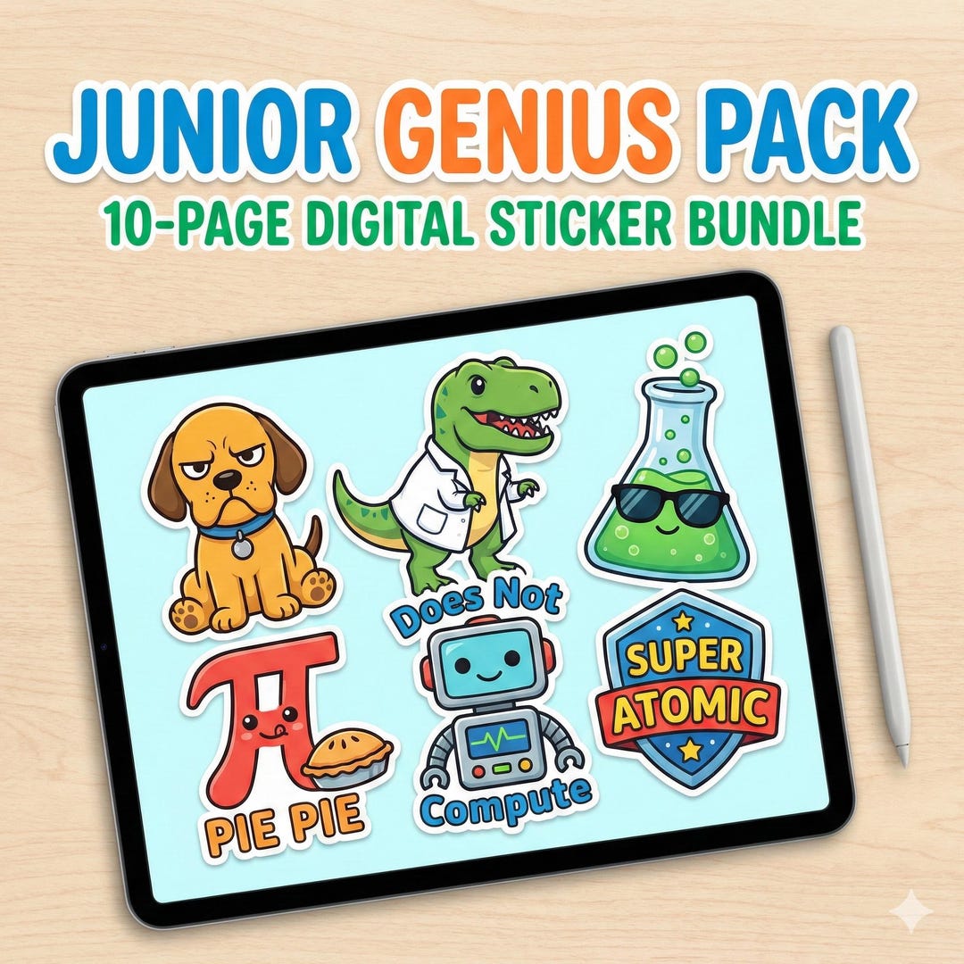 Sticker For Genius Math Junior Genius Pack STEM Digital Stickers | Science Math Planner Decals ...