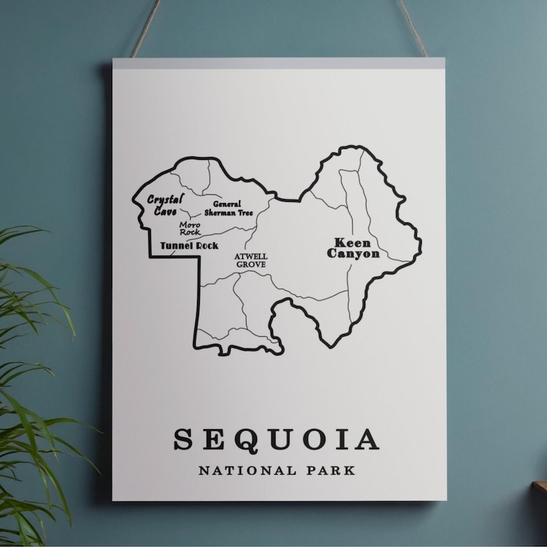 Sequoia National Park Map Poster Travel Wall Art Etsy sequoia-national-park-map-poster-travel-wall-art-etsy