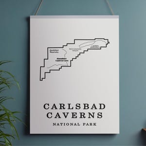 Carlsbad Caverns National Park Wall Art | Minimalist Map Print for Hikers | Digital Download