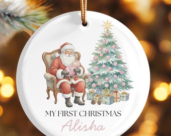 Baby's First Christmas Ornament, Personalized First Christmas Baby Girl Ornament, Custom Baby Girl Name Christmas Ornament
