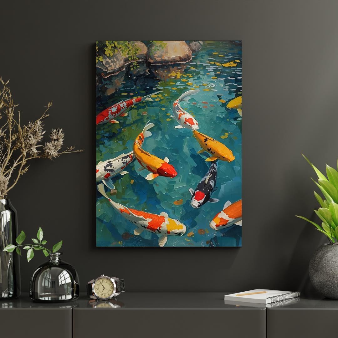 Koi Fish Pond Art Print: Japanese Garden Wall Decor (digital Download ...
