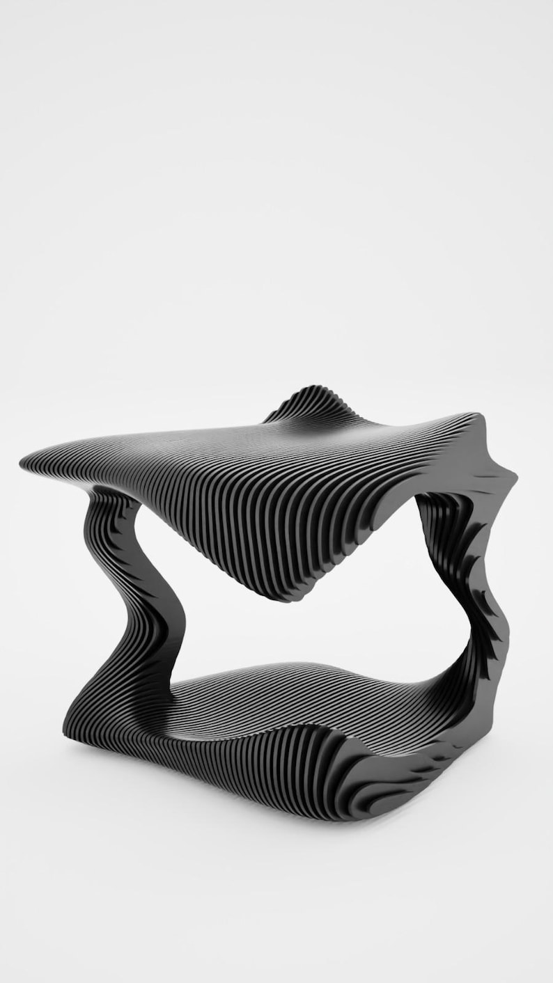 Modern Parametric Side Table - Black Sculptural End Table for ...