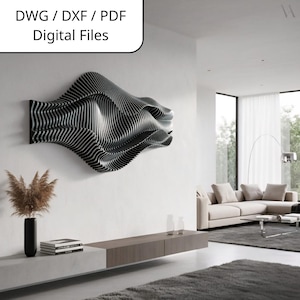 Decoración de pared paramétrica con diseño ondulado de madera / Colección Experience 1 / Archivos CNC para máquinas de corte (Descarga digital)