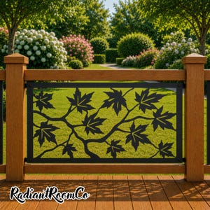 Maple Leaf Railing Panel, Custom Autumn Foliage Art, Outdoor Botanical Balcony Screen