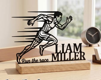 Runner Metal Table Decor, Custom Marathon Sign, Unique Running Athlete Gift for Him
