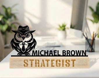 Custom Strategist Desk Name Plate, Personalized Boss or Coworker Gift, Professional Office Decor Sign