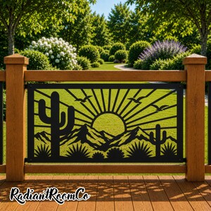 Southwest Desert Railing Panel, Custom Arid Landscape Art, Outdoor Balcony Screen