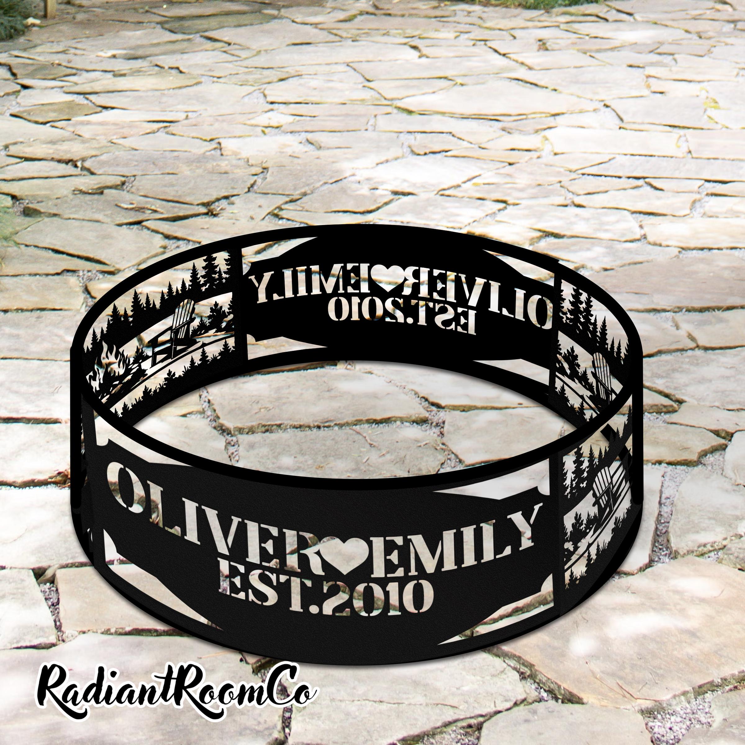 Campfire Custom Metal Fire Pit Ring, Personalized Forest Outdoor Decor ...