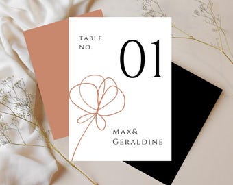 Minimalistische tafelnummers bruiloft: moderne canvassjabloon (digitale download)