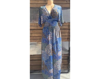 5th & Love maxi-jurk met veelkleurige pauwenprint en v-hals, groot voor dames