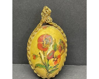 Vintage ei van papier-maché met bloemen, veelkleurig