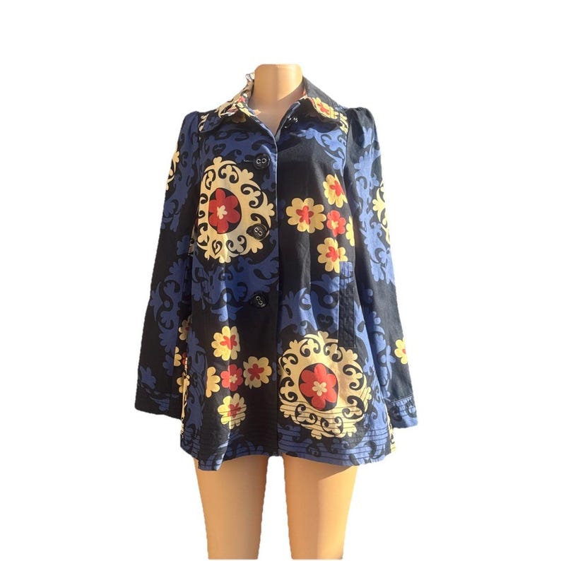 Anthropologie Bica Cheia Floral Medallion Whimsical Swing Jacket Coat Women S image 1