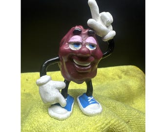 Vintage California Rozijnen PVC-figuur Justin X Grape 1987 Calrab Promo Toy 3"