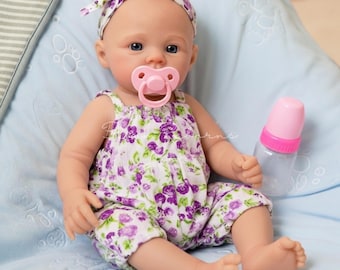 Muñeca bebé renacida de silicona de 30 cm, cuerpo completo, boca abierta, peso de 1,1 kg, colección de muñecas recién nacidas.