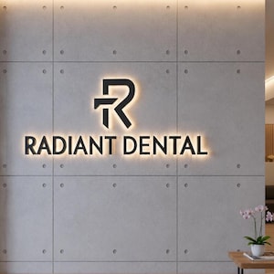 Custom 3D Halo Lit Metal Business Sign : LED Backlit Logo Wall Decor for Offices