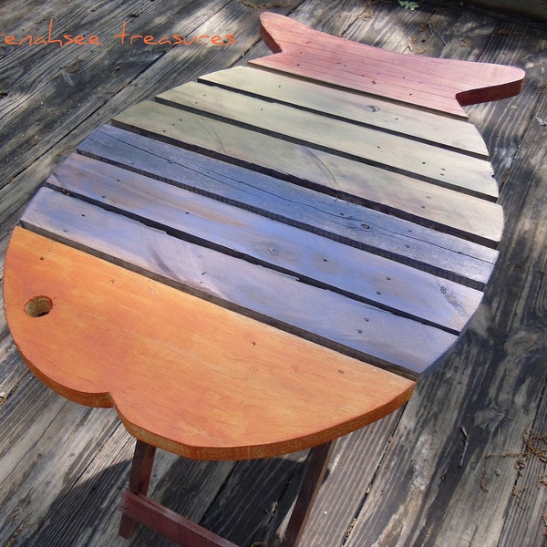 Wooden Fish Table Mulit Color-Beach,Nautical,Country,Coastal,Lakeside Decor