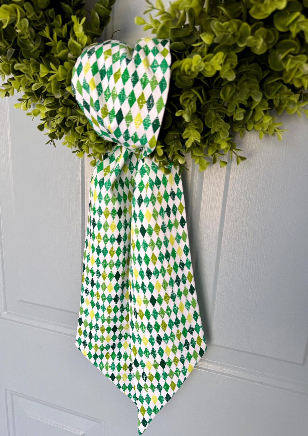 Spring Harlequin Pattern Spring Green Harlequin Diamond Patterned Wreath Sash - Etsy