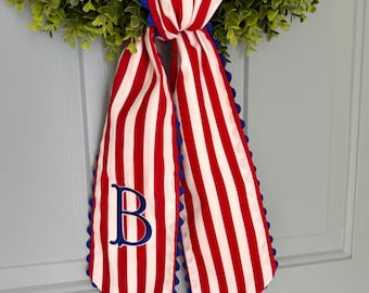 Red/White Striped Wreath Sash