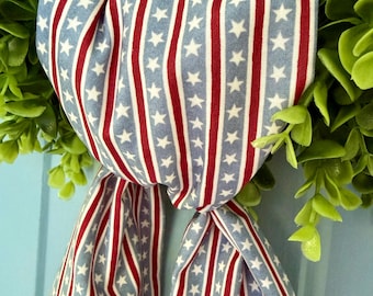 Patriotic Striped Star Print Wreath Sash