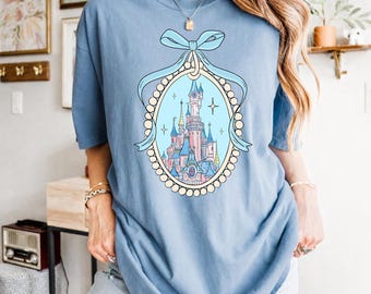 Comfort Color® Disney Magical Castle Shirt, Magic Kingdom Blue Coquette Shirt, Disney Castle Fairytale Shirt, Disneyworld Family Trip Shirt