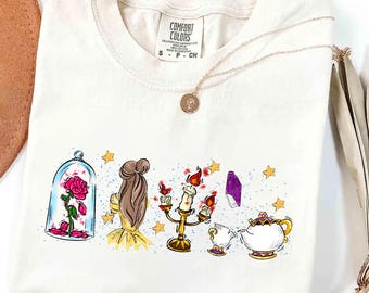 Comfort Colors® Watercolor Disney Belle Princess Shirt, Beauty and the Beast Tee, Tale as old as time, Girly aesthetic Disney Girls trip Tee