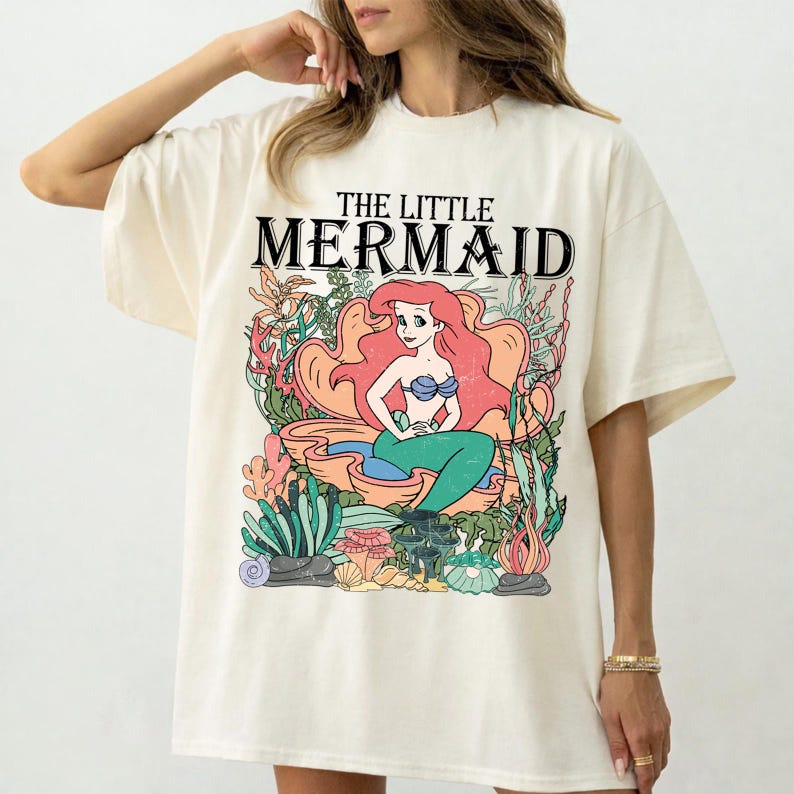 Retro Vintage Ariel The Little Mermaid Shirt, Ariel Mermaid Shirt, Vintage Retro Ariel Shirt, Ariel Flounder Shirt, Disney Princess Shirt bild 1
