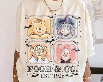 Retro Winnie The Pooh Halloween Shirt, Comfort Colors Disney Spooky Season Tee, Pooh And Friends Trick Or Treat, Family Trip Shirt