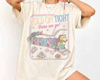 Retro Slinky Dog Dash Inspired T-Shirt, Hold On Tight Here We Go Shirt, Toy Story Shirt, Hollywood Studios Vacation Tee, Disney Family