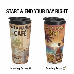 Puerto Rico &quot;Café & Ron&quot; Stainless Steel Travel Mug