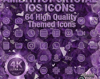 Amethyst iOS Icons | 4K Purple Crystal App-Cover (Digitaler Download)