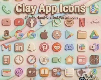 Ton App Icons | 4K 3D Pastell Theme (64 Icons) (Digitaler Download)