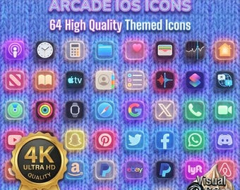 Neon App Icons | 4K Arcade Gaming, Cozy Cyberpunk (Digitaler Download)