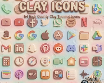Ton App Icons | 4K hohe Auflösung 3D | Niedliche weiche Pastellästhetik | iOS 18 Android Startbildschirm Theme