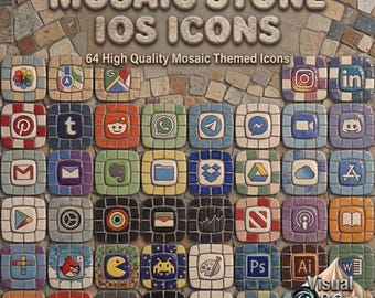 Mosaik-Fliesen-App-Symbole | 3D Keramik Stein Motiv (Digitaler Download)