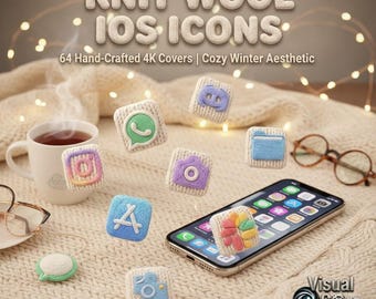 Gestrickte App Icons | 4K Wolle Textur, Winter-Design (Digital Download)