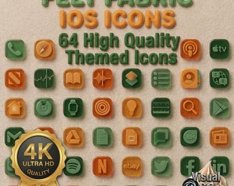 Filz App Icons | 64 Soft Fabric iOS Covers (Digitaler Download)